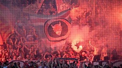 Union Berlin fans after the match. AFP