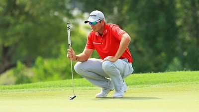 DUBAI, UNITED ARAB EMIRATES - NOVEMBER 16: Dean Burmester of South Africa lines up a putt on the 12th green during day two of the DP World Tour Championship at Jumeirah Golf Estates on November 16, 2018 in Dubai, United Arab Emirates. (Photo by Andrew Redington/Getty Images)