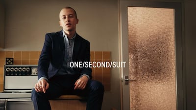 To help men look and feel their best at an interview, H&M is loaning out navy suits. Courtesy H&M