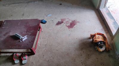 Social media video still image obtained by Reuters shows a child's backpack at a local school attacked by the Myanmar military on September 16.