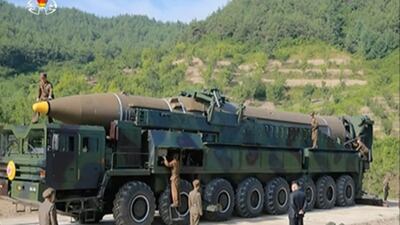 This image made from video of a news bulletin aired by North Korea's KRT shows what was said to be the preparation of the launch of an intercontinental ballistic missilehwest