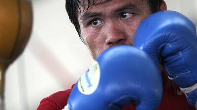 Manny Pacquiao shown during an afternoon training session last October as he trained for his November fight against Chris Algieri. Mike Young for The National / October 20, 2014