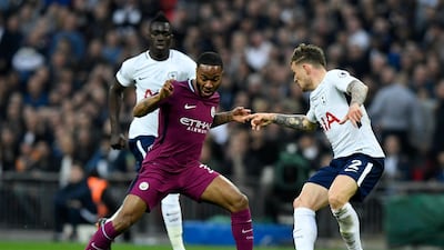 Right midfield: Raheem Sterling (Manchester City) – Yes, he missed chances but the winger still tormented Tottenham with his movement and deserved his goal to seal victory. Will Oliver / EPA