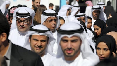 Delegates on the first day of World Government Summit 2018 held at Madinat Jumeirah in Dubai. Pawan Singh / The National