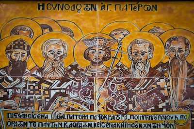 A tile painting of the first Council of Nicaea, which took place in the Turkish town of Iznik in 325 AD. Robert Badendieck / The National