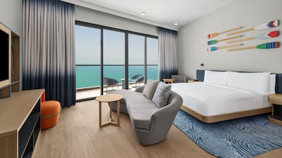 A Breeze room overlooking the Arabian Gulf at Hilton's newest hotel in the UAE, the Hampton by Hilton Marjan Island Ras Al Khaimah