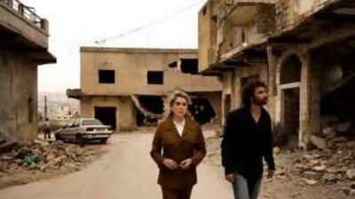 "The territory that Hadjithomas and Joreige explore is, more than a country called Lebanon, cinema itself": Catherine Deneuve and Rabih Mroué walk among the ruins of the 2006 war in Je Veux Voir .