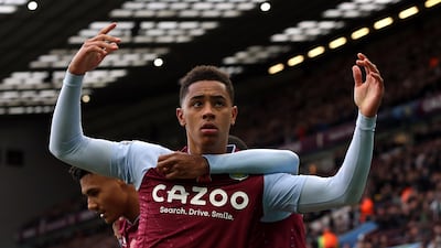 Aston Villa's Jacob Ramsey celebrates scoring the third goal in the 3-1 Premier League win against Manchester United at Villa Park on November 6, 2022. PA