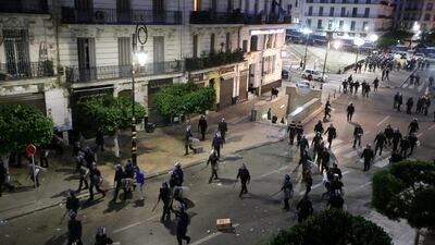 Riot police are deployed during a protest to reject the presidential election in Algiers, Algeria. Reuters