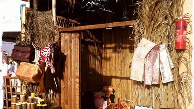 Day trip with friends to the Western Region and the Mazayin Dhafra Camel Festival, 220 kms west of Abu Dhabi on December 20, 2013. Wares for sale at the traditional souk. Picture taken with the Hipstamatic app for the iPhone. Liz Claus / The National