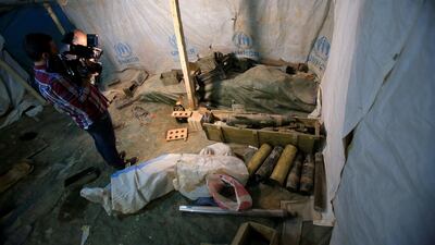 Journalists inside a former Islamic State position. Ali Hashisho
