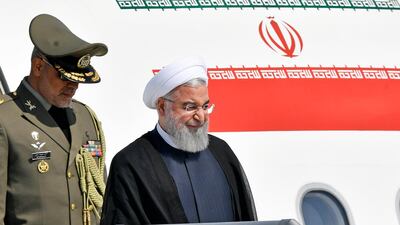 Iranian President Hassan Rouhani arrives in Zurich on July 2, 2018, at the start of a European tour aimed at shoring up the Iran nuclear deal after the US pulled out of the pact. Walter Bieri / Keystone