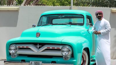 Younes Ali Akbar with his 1955 Ford F-100 truck. Victor Besa / The National
