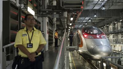 Guangzhou-Shenzhen-Hong Kong bullet train connects the three economic powehouses. Bloomberg