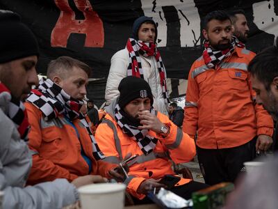 Fans from Besiktas Football Club run a camp for those displaced by the earthquake in Antakya. Matt Kynaston.