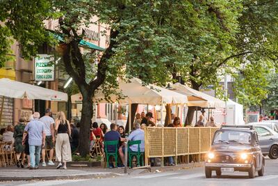 An car in the San Lorenzo District of Rome, Italy, on June 19. As Rome seeks to restart its economy from the coronavirus pandemic, authorities have inadvertently ignited a fierce battle for the city’s curbs. Bloomberg