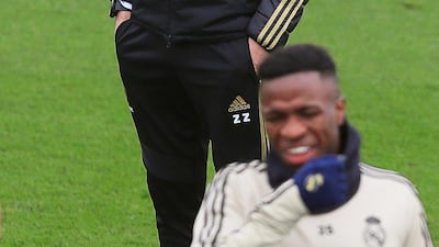 Zinedine Zidane during training at Valdebebas Sport Complex in Madrid. EPA