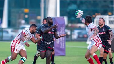 Premiership, Abu Dhabi Harlequins vs. Dubai Exiles at Zayed Sports City rugby fields.