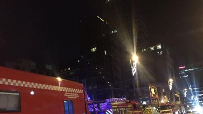 Firefighters tackled a blaze which broke out at a 12 storey apartment block. Manchester Fire and Rescue Service