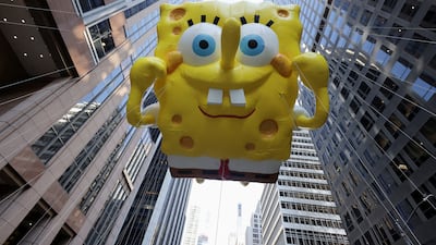 Spongebob Squarepants balloon flies during the 96th Macy's Thanksgiving Day Parade in New York City. Reuters
