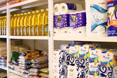Donations stocked on the shelves at Beit al Baraka's supermarket. Courtesy Victoria Yan.