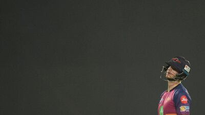 Rising Pune Supergiant batsman and team captain Steve Smith reacts after being dismissed against Delhi Daredevils at The Feroz Shah Kotla Cricket Stadium in New Delhi on May 12, 2017. Sajjad Hussain / AFP