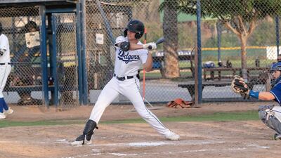 Mattia Sparacino bats during a match between Senior Boys All-Stars and Men’s All-Stars in Dubai. Antonie Robertson / The National