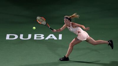 Elina Svitolina in action against Qiang Wang during second round match at the WTA Dubai Duty Free Tennis Championship. Karim Sahib / AFP