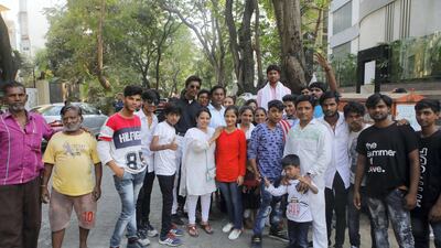 A group of fans in Mumbai for the funeral of Sridevi. Subhash Sharma for The National