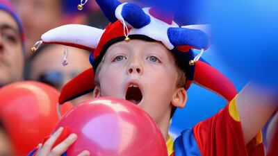 There were signs of nerves in the stands, too, this young Crystal Palace fan clearly not alone. Mike Hewitt / Getty Images