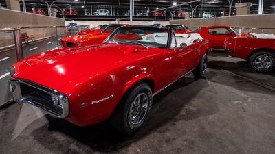 This 1967 Pontiac Firebird is in the American muscle car collection area of the museum.