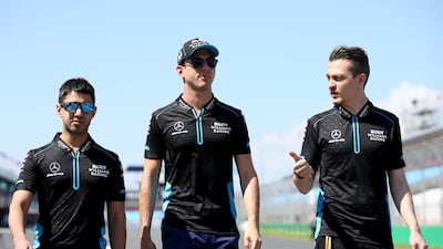 Nicholas Latifi of Canada and Williams walks the circuit with his team during previews ahead of the F1 Grand Prix of Australia at Melbourne Grand Prix Circuit in Melbourne, Australia. Getty Images