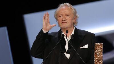 French actor Niels Arestrup speaks after receiving the Best Supporting Actor award. Etienne Laurent / EPA