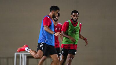 Midfielders Majed Hassan (8) and Tahnoon Al Zaabi (19). Courtesy UAE FA