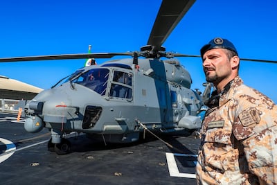 Abu Dhabi, U.A.E., February 14, 2019. European Multi-Mission Frigate (FREMM), Carlo Margottini has docked at the Abu Dhabi Port with Commander Marco Guerriero. -- Italian Elite Special Forces. Victor Besa/The National Section: NA Reporter: Charlie Mitchell