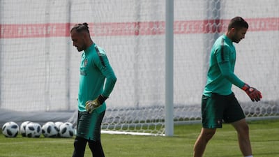 Goalkeepers of team Portugal attend a training session in Kratovo, Moscow, Russia on June 12, 2018. Maxim Shemetov / Reuters