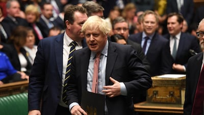 Britain's Prime Minister Boris Johnson attends a lawmakers meeting to elect a speaker and for swearing in ceremony, in London, Britain December 17, 2019. ©UK Parliament/Jessica Taylor/Handout via REUTERS THIS IMAGE HAS BEEN SUPPLIED BY A THIRD PARTY.