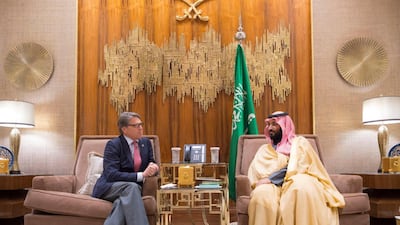 Saudi Crown Prince Mohammed bin Salman meets with US Energy Secretary Rick Perry in Riyadh. Reuters