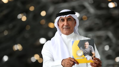 Mohammed Khalfan Al Romaithi with his “Making Football Fair” manifesto at Louvre Abu Dhabi. Getty Images