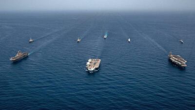 The US carrier strike group is in the Gulf region as Britain and its allies consider a response to Iran's deadly drone strike on a civilian ship. AFP