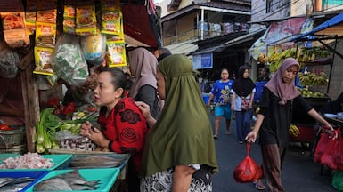 Shoppers at a market in Jakarta, Indonesia. Developing economies are expected to record slower growth this year at 3.6 per cent, down from 4.4 per cent in 2025. Bloomberg