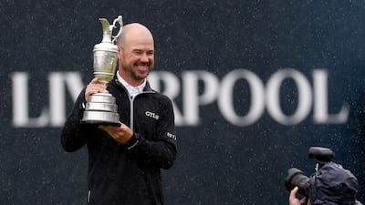 Brian Harman of the US with the Claret Jug. Getty