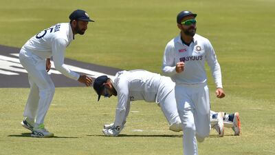 India's wicketkeeper Rishabh Pant after catching the ball dismissing South Africa's Marco Jansen at SuperSport Park in Centurion. AFP