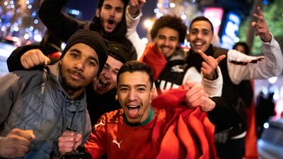 Party time for Morocco fans in Paris. AFP