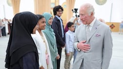 Britain's King Charles meets young people at Cambridge Central Mosque. AFP