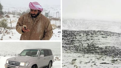 Many were stranded after the highest snowfall in a decade blocked roads. Photos courtesy Ahmed Al Ghuraibi and Suhad Al Shukairi