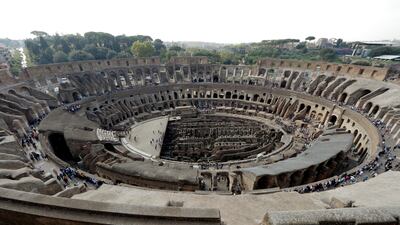 A view of the ancient Colosseum as seen from the topmost level during the re-opening after 40 years of the fourth and fifth level of the Italy's most famous site, in Rome. Andrew Medichini / AP Photo