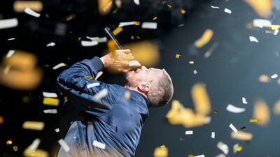 Lead singer Dan Reynolds of Imagine Dragons at Etihad Arena, Abu Dhabi. Khushnum Bhandari / The National