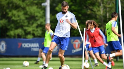 Chelsea's French striker Olivier Giroud attends a training session. AFP