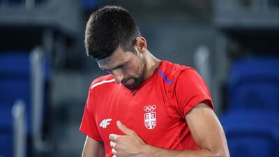Novak Djokovic during a training session at the Ariake Tennis Park ahead of the Tokyo 2020 Olympic Games.